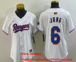 Women's Texas Rangers #6 Josh Jung White 2024 Gold Collection Limited Cool Base Jersey 13