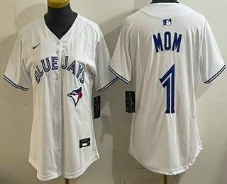 Women's Toronto Blue Jays #1 Mom White Limited Jersey