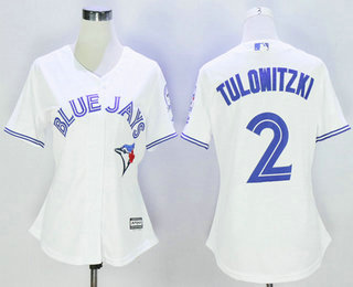 Women's Toronto Blue Jays #2 Troy Tulowitzki White Home Stitched MLB Cool Base Jersey