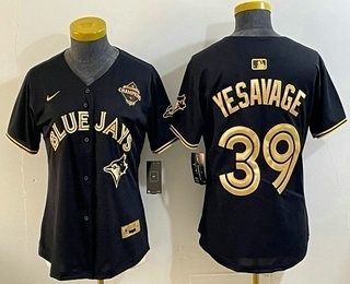Women's Toronto Blue Jays #39 Trey Yesavage Black Gold 2025 American League Champions Limited Stitched Jersey