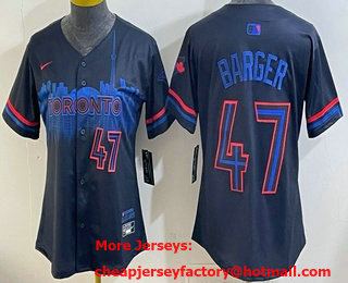 Women's Toronto Blue Jays #47 Addison Barger Black 2024 City Connect Limited Stitched Jersey