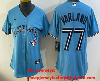 Women's Toronto Blue Jays #77 Louis Varland Light Blue Cool Base Jersey