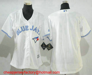 Women's Toronto Blue Jays Blank White Stitched MLB Cool Base Jersey