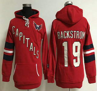 Women's Washington Capitals #19 Nicklas Backstrom Old Time Hockey Red Hoodie