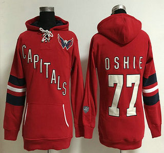 Women's Washington Capitals #77 T.J. Oshie Old Time Hockey Red Hoodie
