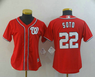 Women's Washington Nationals #22 Juan Soto Red Stitched MLB Cool Base Jersey