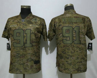 Women's Washington Redskins #91 Ryan Kerrigan Nike Camo 2018 Salute to Service Stitched NFL Limited Jersey