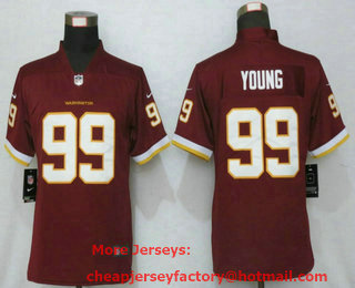 Women's Washington Redskins #99 Chase Young Burgundy Red NEW 2020 Vapor Untouchable Stitched NFL Nike Limited Jersey