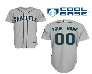 Women Customized Seattle Mariners Grey MLB Jersey