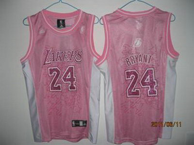 Womrn Los Angeles Lakers 24 Kobe Bryant pink Jersey