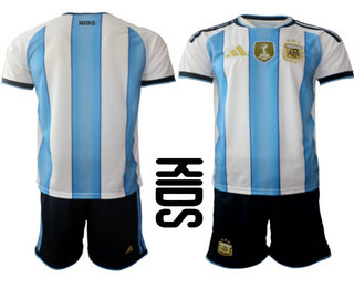 Youth Argentina National Blank Home White 2026 World Cup Soccer Team Jersey Suit