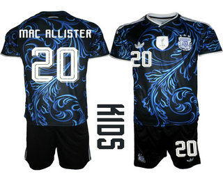 Youth Argentina National Team #20 Alexis Mac Allister Black Away 2026 World Cup Soccer Jersey Suit