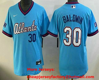 Youth Atlanta Braves #30 Drake Baldwin Light Blue 2026 City Connect Stadium Jersey