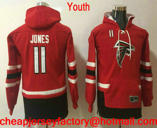 Youth Atlanta Falcons #11 Julio Jones NEW Red Pocket Stitched NFL Pullover Hoodie