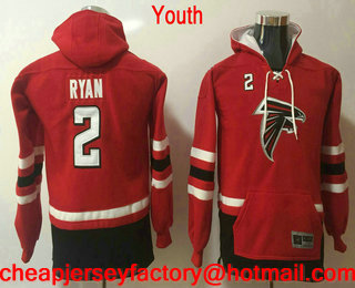 Youth Atlanta Falcons #2 Matt Ryan NEW Red Pocket Stitched NFL Pullover Hoodie