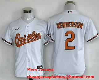 Youth Baltimore Orioles #2 Gunnar Henderson White Cool Base Stitched Jersey