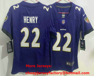 Youth Baltimore Ravens #22 Derrick Henry Purple Vapor Limited Stitched Jersey