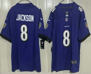 Youth Baltimore Ravens #8 Lamar Jackson Limited Purple Vapor Jersey