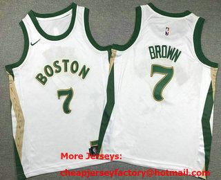 Youth Boston Celtics #7 Jaylen Brown Cream 2023 City Edition Stitched Jersey