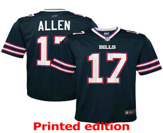 Youth Buffalo Bills #17 Josh Allen Navy Blue 2019 Inverted Legend Printed NFL Nike Limited Jersey