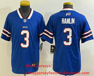 Youth Buffalo Bills #3 Damar Hamlin Blue 2022 Vapor Untouchable Stitched NFL Nike Limited Jersey