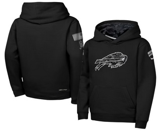 Youth Buffalo Bills Black 2026 Salute to Service Sideline Pullover Hoodie
