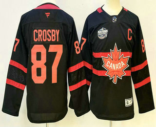 Youth Canada #87 Sidney Crosby Black 2025 4 Nations Face Off Authentic Jersey