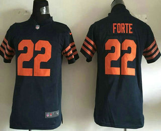 Youth Chicago Bears #22 Matt Forte Nike Navy Blue With Orange Number Game Jersey
