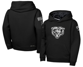 Youth Chicago Bears Black 2026 Salute to Service Sideline Pullover Hoodie