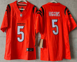 Youth Cincinnati Bengals #5 Tee Higgins Limited FUSE Orange Vapor Jersey