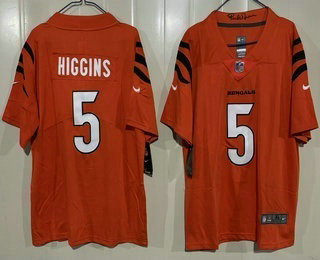 Youth Cincinnati Bengals #5 Tee Higgins Limited Orange Vapor Jersey