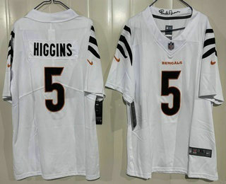 Youth Cincinnati Bengals #5 Tee Higgins Limited White Vapor Jersey