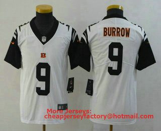 Youth Cincinnati Bengals #9 Joe Burrow White 2020 Color Rush Stitched NFL Nike Limited Jersey