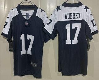 Youth Dallas Cowboys #17 Brandon Aubrey Limited Navy Alternate Vapor Jersey