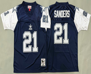 Youth Dallas Cowboys #21 Deion Sanders Navy 1995 Throwback Jersey