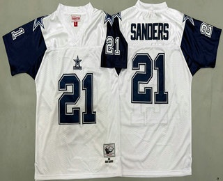 Youth Dallas Cowboys #21 Deion Sanders White 1995 Throwback Jersey