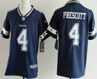 Youth Dallas Cowboys #4 Dak Prescott Limited Navy Vapor Jersey