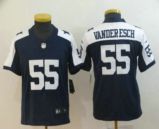Youth Dallas Cowboys #55 Leighton Vander Esch Blue Thanksgiving 2017 Vapor Untouchable Stitched NFL Nike Limited Jersey