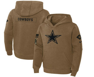 Youth Dallas Cowboys 2023 Brown Salute to Service Pullover Hoodie