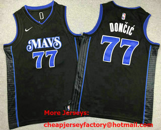 Youth Dallas Mavericks #77 Luka Doncic Navy Blue 2023 City Icon Swingman Jersey