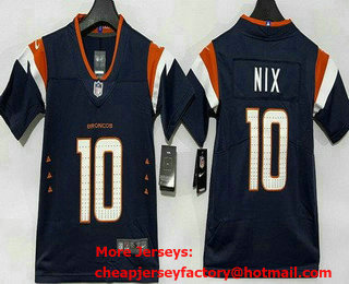Youth Denver Broncos #10 Bo Nix Limited Navy Vapor Jersey
