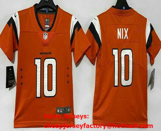 Youth Denver Broncos #10 Bo Nix Limited Orange Vapor Jersey