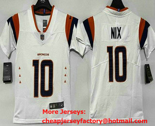 Youth Denver Broncos #10 Bo Nix Limited White Vapor Jersey