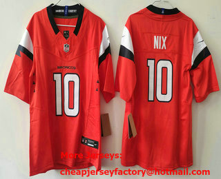 Youth Denver Broncos #10 Bo Nix Orange 2024 FUSE Vapor Limited Stitched Jersey