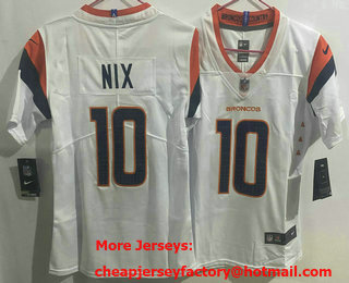 Youth Denver Broncos #10 Bo Nix White Vapor Limited Stitched Jersey