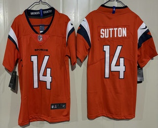 Youth Denver Broncos #14 Courtland Sutton Limited Orange Vapor Jersey