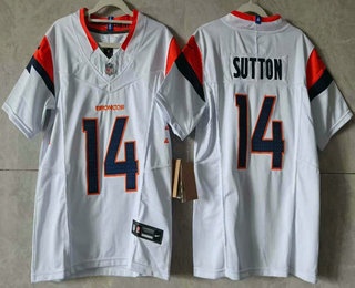 Youth Denver Broncos #14 Courtland Sutton Limited White FUSE Vapor Jersey