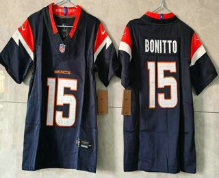 Youth Denver Broncos #15 Nik Bonitto Limited Navy FUSE Vapor Jersey