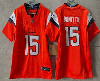 Youth Denver Broncos #15 Nik Bonitto Limited Orange FUSE Vapor Jersey