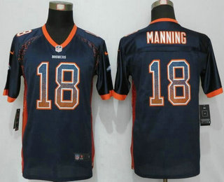 Youth Denver Broncos #18 Peyton Manning Navy Blue Drift Fashion NFL Nike Jersey
